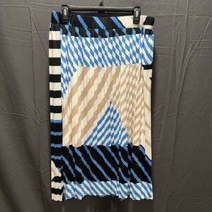 Women’s Ann Taylor Pleated Midi Skirt Large, Multicolor Geometric